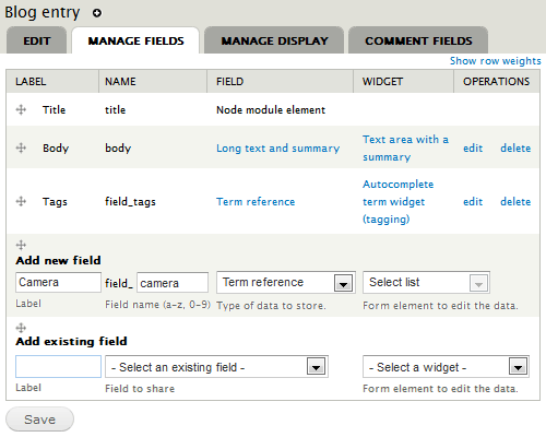 Blog fields.
