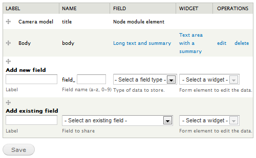 manage fields