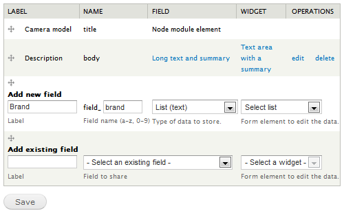 manage fields