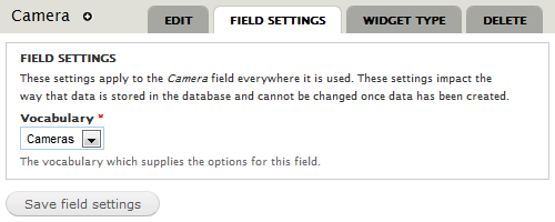 Field settings.