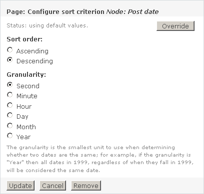 Define sort criteria