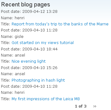 List of recent blog entries