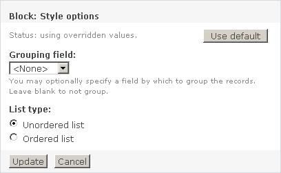 Set style options