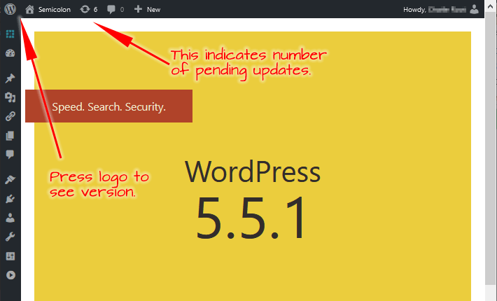 The version of WordPress installed. wp-version.png